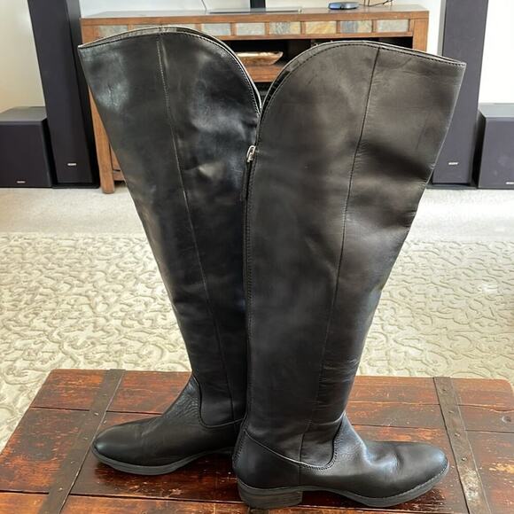 Arturo Chiang Black Leather Over The Knee Boots Size 7.5 - Picture 5 of 8